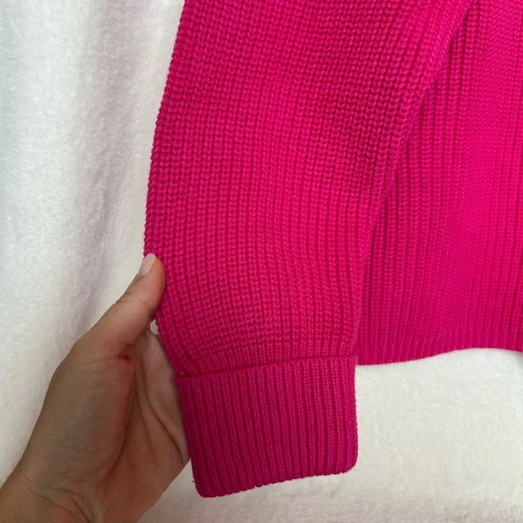 French Connection Millie Mozart Boatneck Chunky Knit Pink Sweater Size Small - Picture 7 of 8